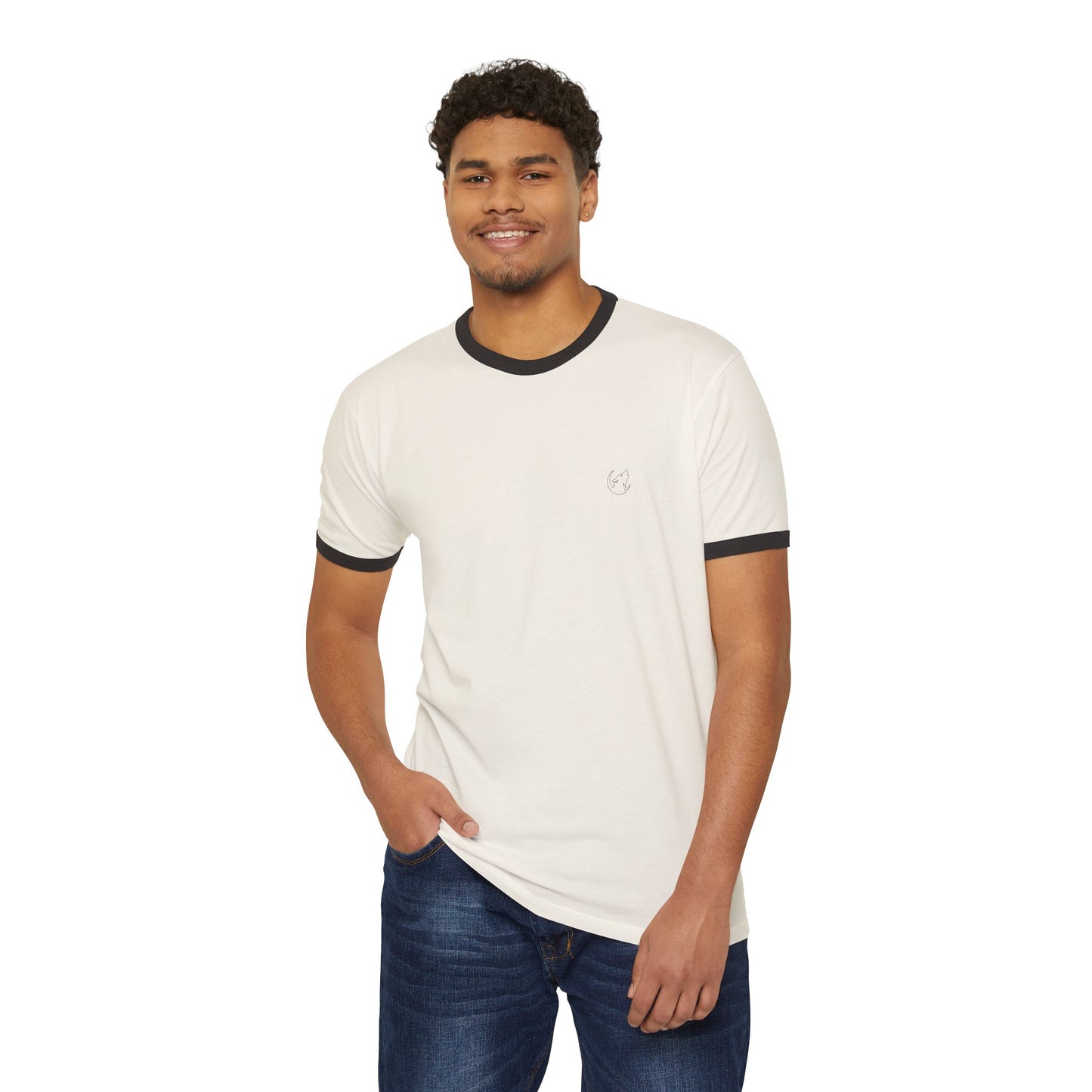 Unisex cotton ringer tee with Icon