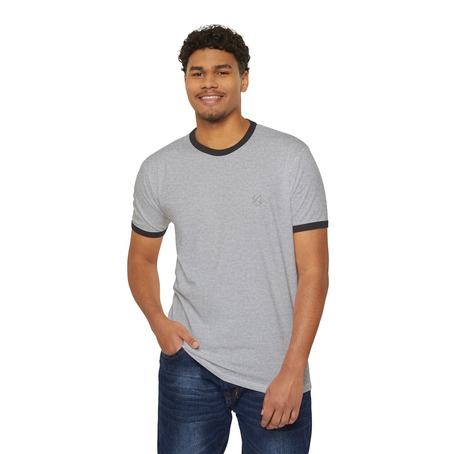 Unisex cotton ringer tee with Icon